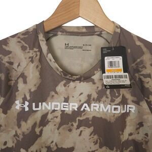 Under Armour UA Tech ABC Camo T-Shirt Small Khaki Beige Gym Tee Loose Fit NWT